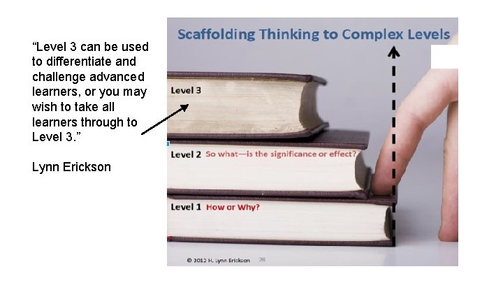 * “Level 3 can be used to differentiate and challenge advanced learners, or you