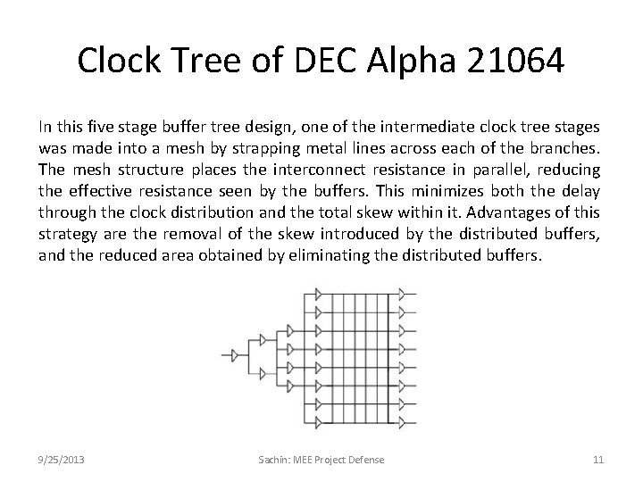 Clock Tree of DEC Alpha 21064 In this five stage buffer tree design, one