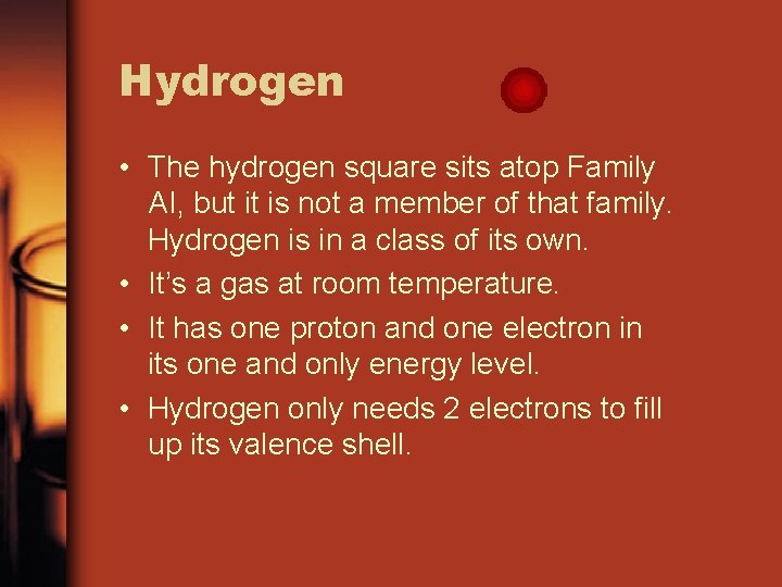 Hydrogen • The hydrogen square sits atop Family AI, but it is not a