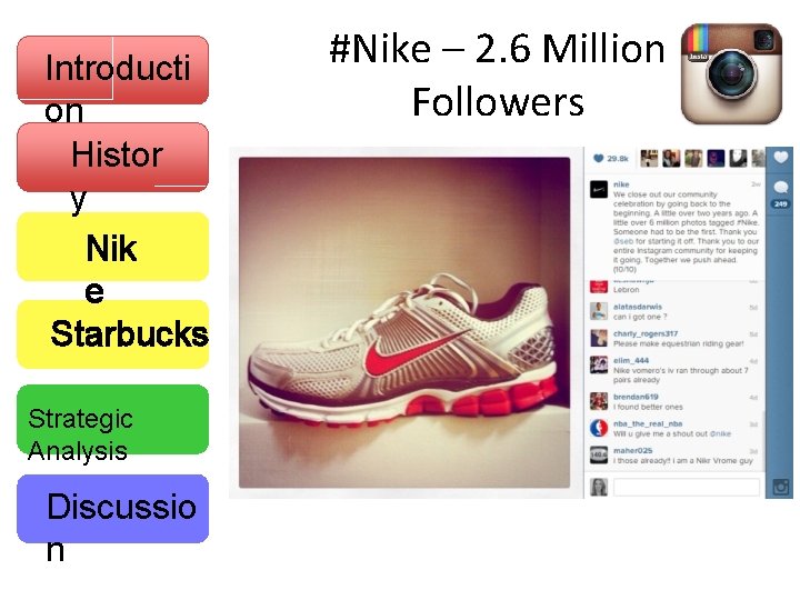 Introducti on Histor y Nik e Starbucks Strategic Analysis Discussio n #Nike – 2.