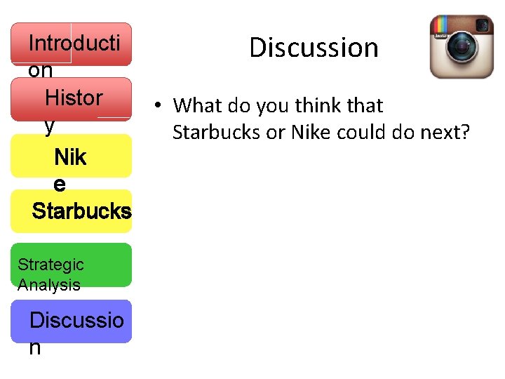 Introducti Discussion on Histor • What do you think that y Starbucks or Nike