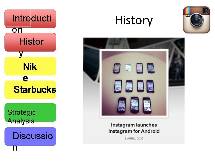 Introducti on Histor y Nik e Starbucks Strategic Analysis Discussio n History 