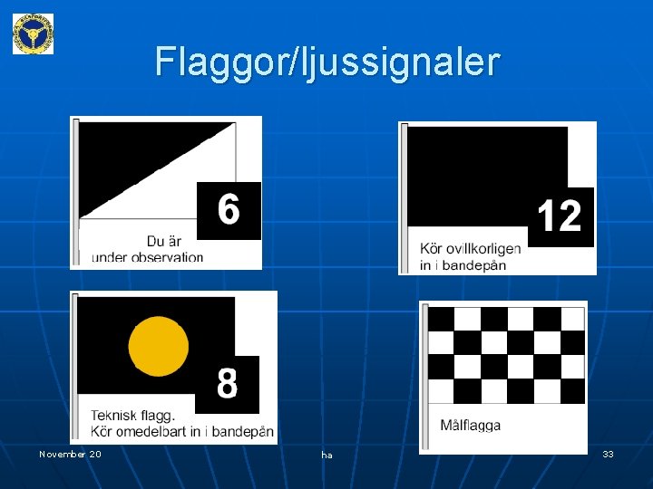Flaggor/ljussignaler November 20 ha 33 