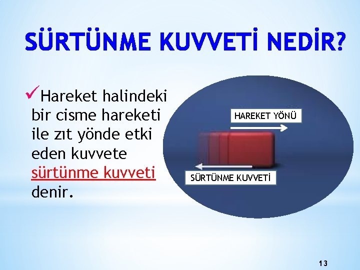 SÜRTÜNME KUVVETİ NEDİR? üHareket halindeki bir cisme hareketi ile zıt yönde etki eden kuvvete