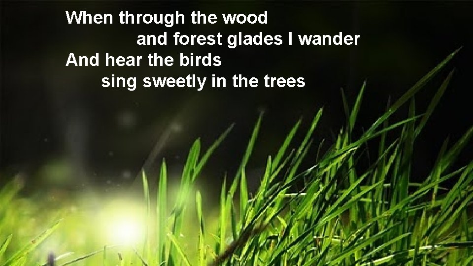 When through the wood and forest glades I wander And hear the birds sing
