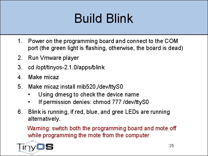 Build Blink 1. Power on the programming board and connect to the COM port