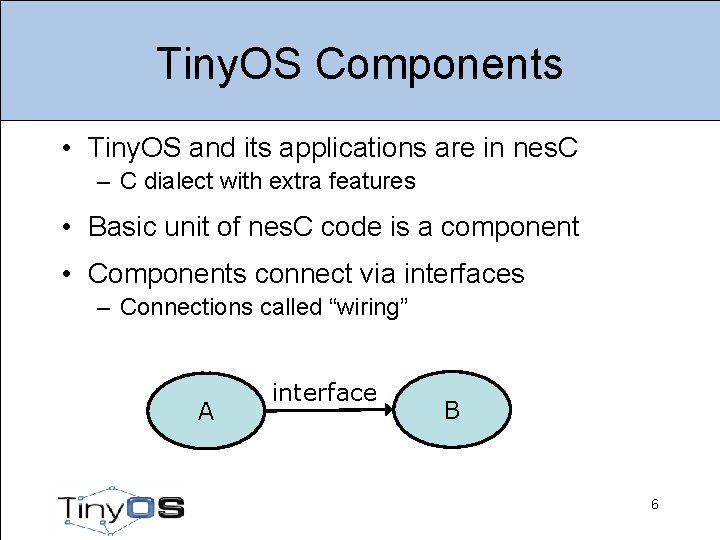 Tiny. OS Components • Tiny. OS and its applications are in nes. C –