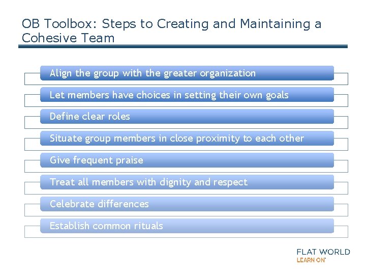 OB Toolbox: Steps to Creating and Maintaining a Cohesive Team Align the group with