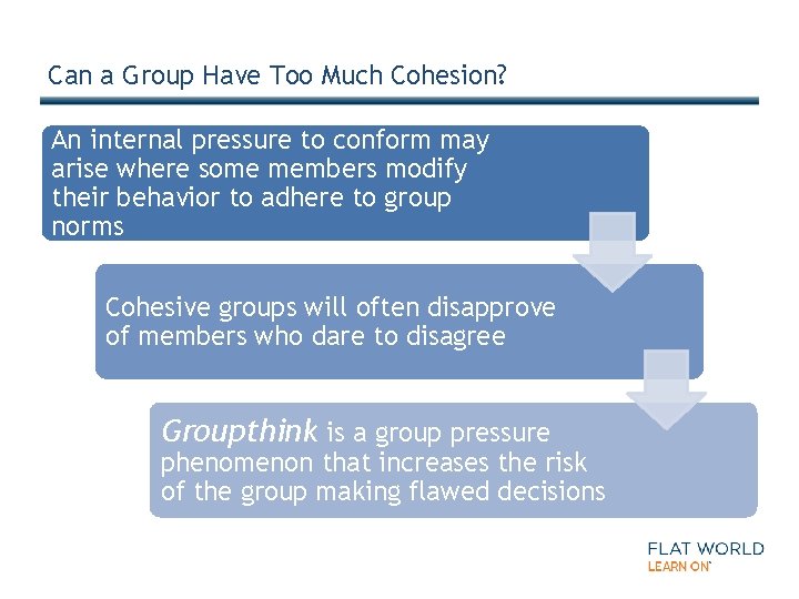 Can a Group Have Too Much Cohesion? An internal pressure to conform may arise