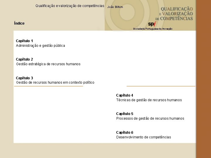 Qualificação e valorização de competências João Bilhim Índice Sociedade Portuguesa de Inovação Capítulo 1