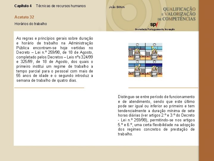 Capítulo 4 Técnicas de recursos humanos João Bilhim Acetato 32 Horários do trabalho Sociedade