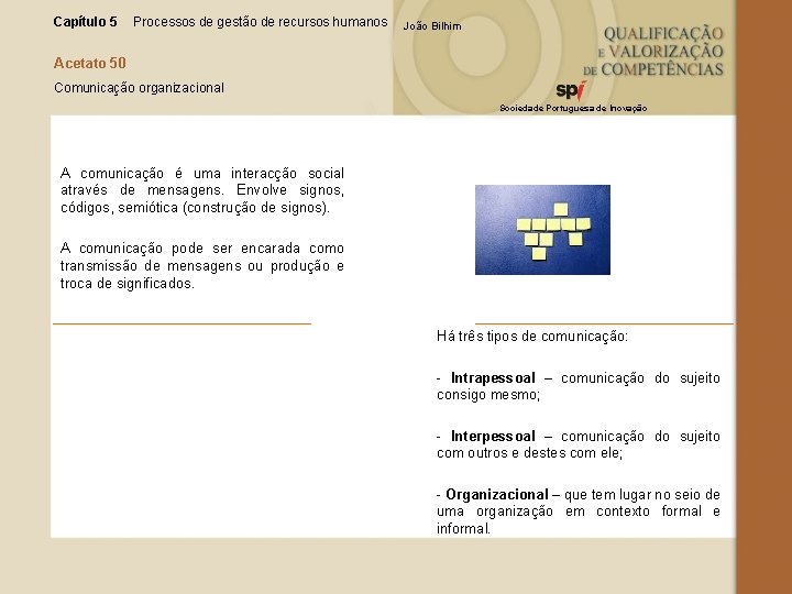 Capítulo 5 Processos de gestão de recursos humanos João Bilhim Acetato 50 Comunicação organizacional