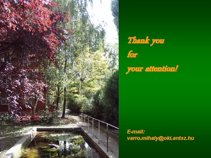 Thank you for your attention! E-mail: varro. mihaly@oki. antsz. hu 