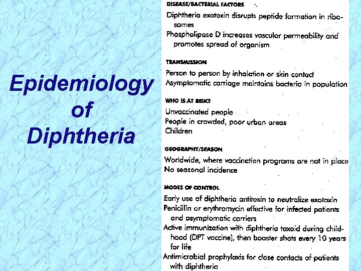 Epidemiology of Diphtheria 