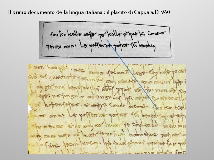 Il primo documento della lingua italiana : il placito di Capua a. D. 960