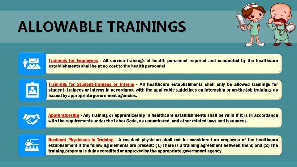 ALLOWABLE TRAININGS 