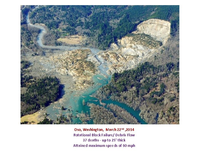 Oso, Washington, March 22 nd , 2014 Rotational Block Failure/ Debris Flow 37 deaths