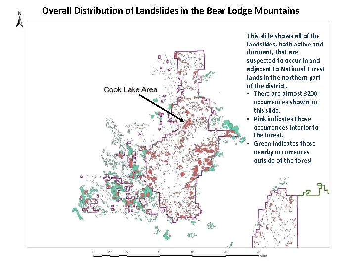 Overall Distribution of Landslides in the Bear Lodge Mountains This slide shows all of