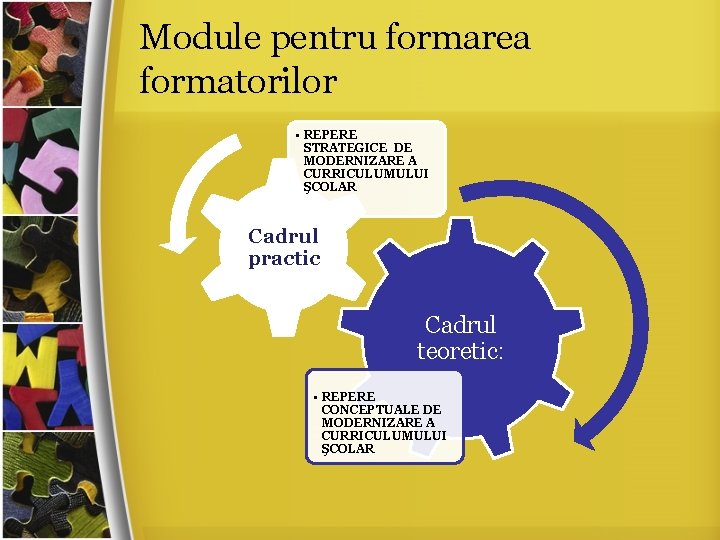 Module pentru formarea formatorilor • REPERE STRATEGICE DE MODERNIZARE A CURRICULUMULUI ŞCOLAR Cadrul practic