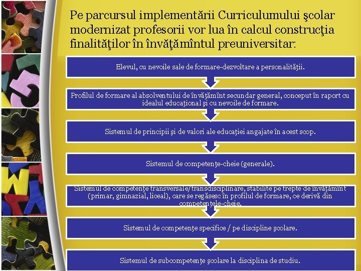Pe parcursul implementării Curriculumului şcolar modernizat profesorii vor lua în calcul construcţia finalităţilor în