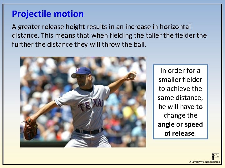 Projectile motion A greater release height results in an increase in horizontal distance. This Projectile motion A greater release height results in an increase in horizontal distance. This