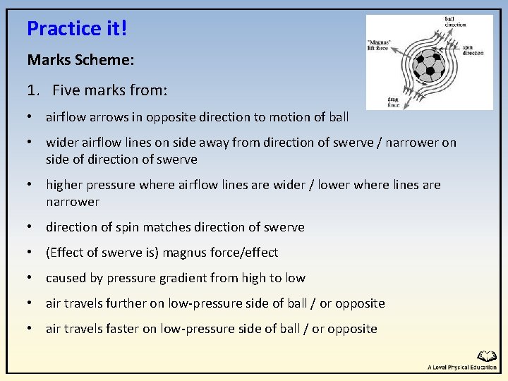 Practice it! Marks Scheme: 1. Five marks from: • airflow arrows in opposite direction Practice it! Marks Scheme: 1. Five marks from: • airflow arrows in opposite direction