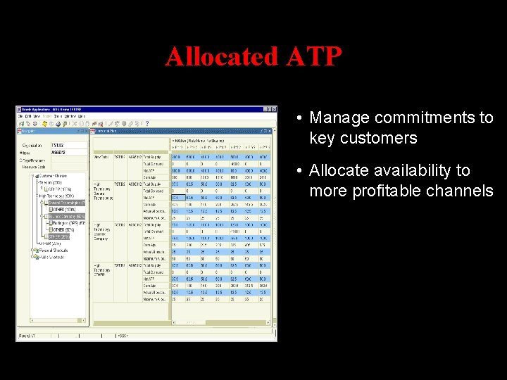 Allocated ATP • Manage commitments to key customers • Allocate availability to more profitable