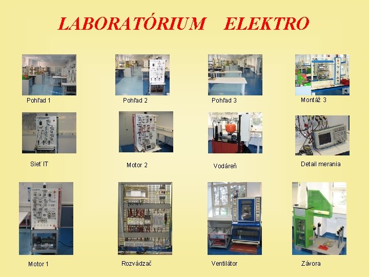 LABORATÓRIUM ELEKTRO Pohľad 1 Pohľad 2 Pohľad 3 Montáž 3 Sieť IT Motor 2