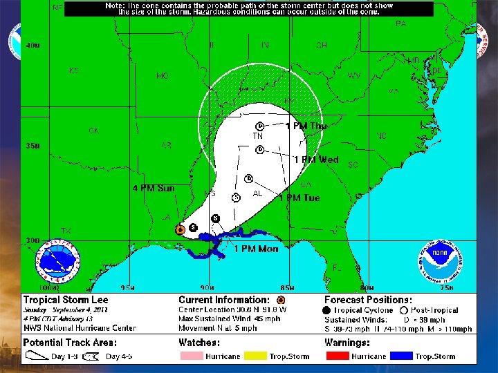 Tropical Storm Lee Forecast Track 