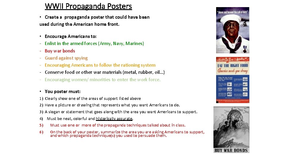 WWII Propaganda Posters • Create a propaganda poster that could have been used during