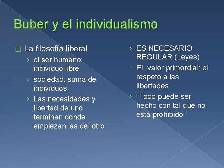 Buber y el individualismo � La filosofía liberal › el ser humano: individuo libre