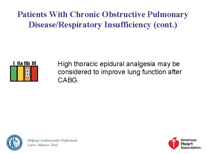 Patients With Chronic Obstructive Pulmonary Disease/Respiratory Insufficiency (cont. ) I IIa IIb III High Patients With Chronic Obstructive Pulmonary Disease/Respiratory Insufficiency (cont. ) I IIa IIb III High