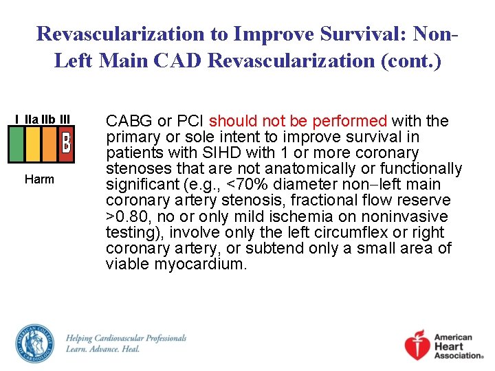 Revascularization to Improve Survival: Non. Left Main CAD Revascularization (cont. ) I IIa IIb Revascularization to Improve Survival: Non. Left Main CAD Revascularization (cont. ) I IIa IIb