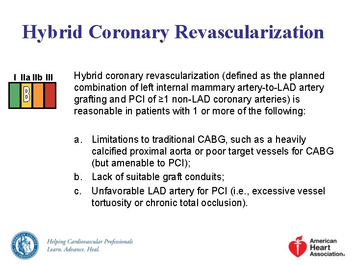Hybrid Coronary Revascularization I IIa IIb III Hybrid coronary revascularization (defined as the planned Hybrid Coronary Revascularization I IIa IIb III Hybrid coronary revascularization (defined as the planned