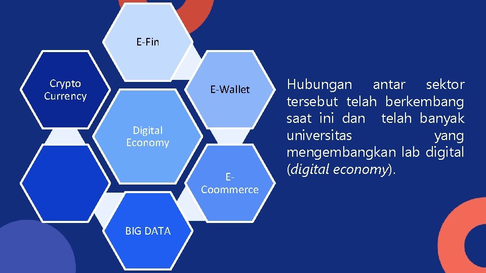 E-Fin Crypto Currency E-Wallet Digital Economy ECoommerce BIG DATA Hubungan antar sektor tersebut telah