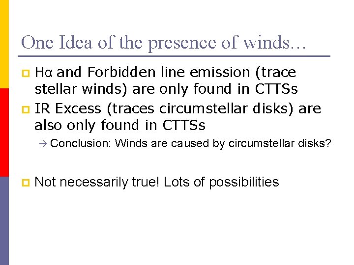 One Idea of the presence of winds… Hα and Forbidden line emission (trace stellar