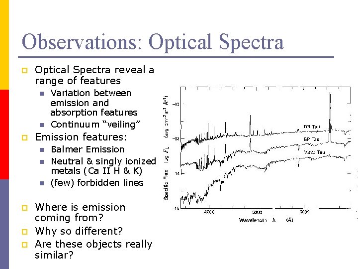 Observations: Optical Spectra p Optical Spectra reveal a range of features n n p