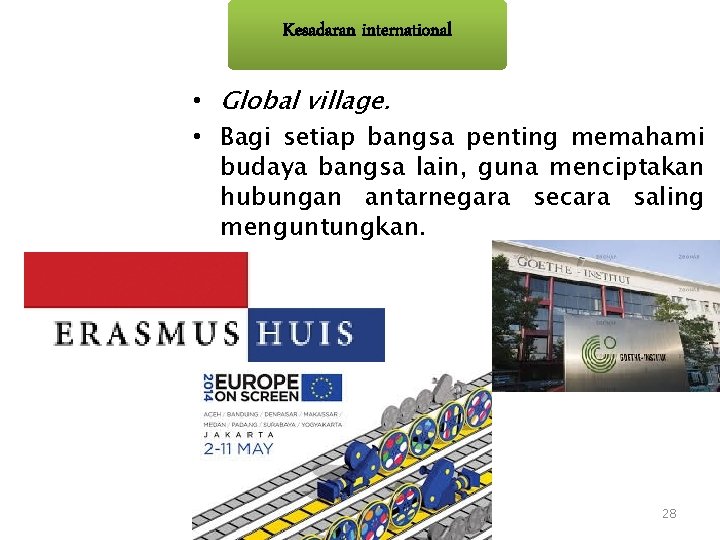 Kesadaran international • Global village. • Bagi setiap bangsa penting memahami budaya bangsa lain, Kesadaran international • Global village. • Bagi setiap bangsa penting memahami budaya bangsa lain,