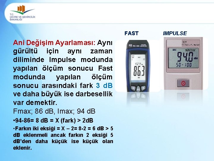 FAST Ani Değişim Ayarlaması: Aynı gürültü için aynı zaman diliminde Impulse modunda yapılan ölçüm