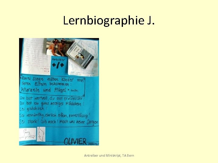 Lernbiographie J. Antreiber und Miniskript, TA Bern 