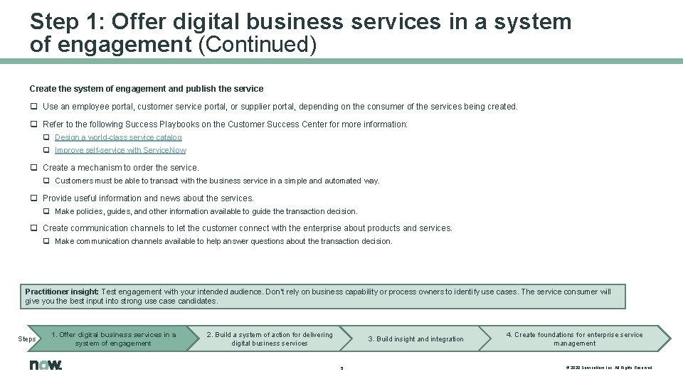 Step 1: Offer digital business services in a system of engagement (Continued) Create the