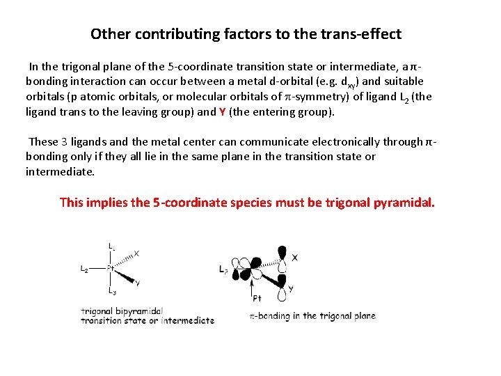 Other contributing factors to the trans-effect In the trigonal plane of the 5 -coordinate