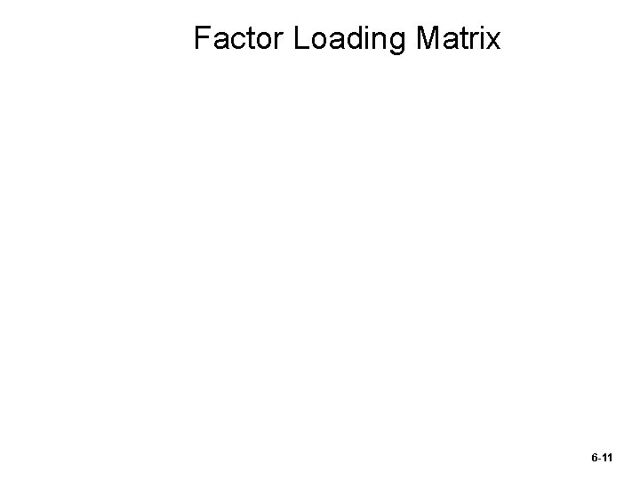 Factor Loading Matrix 6 -11 