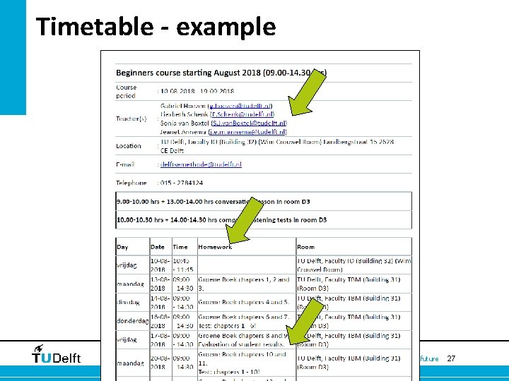 Timetable - example Challenge the future 27 