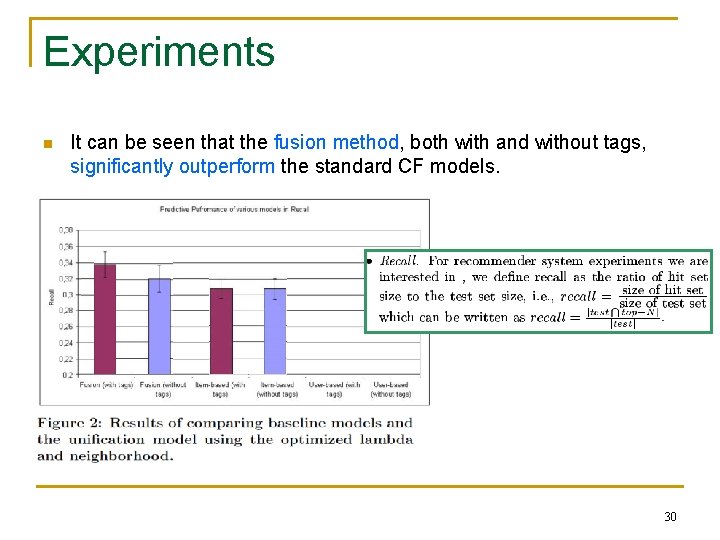 Experiments n It can be seen that the fusion method, both with and without