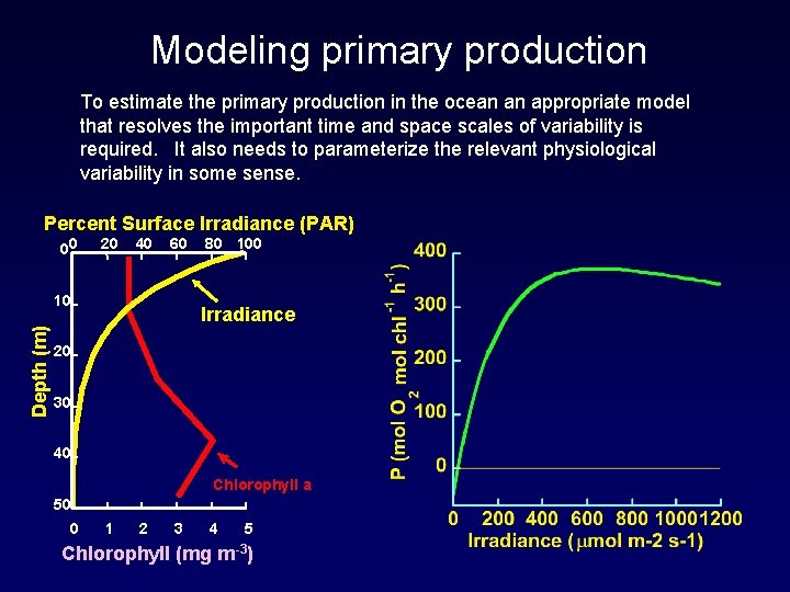 Modeling primary production To estimate the primary production in the ocean an appropriate model