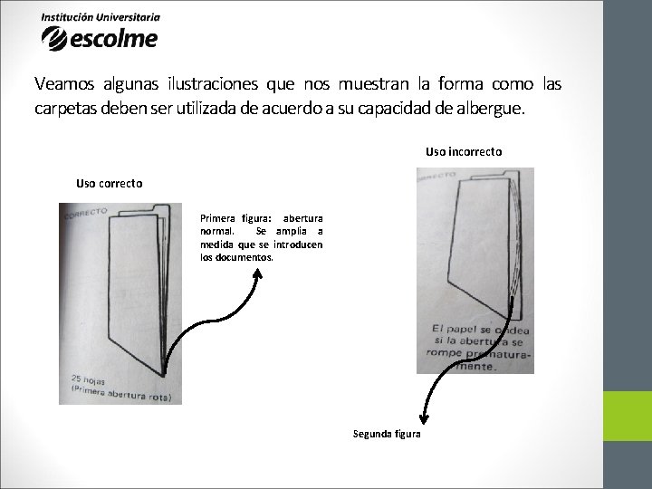 Veamos algunas ilustraciones que nos muestran la forma como las carpetas deben ser utilizada Veamos algunas ilustraciones que nos muestran la forma como las carpetas deben ser utilizada