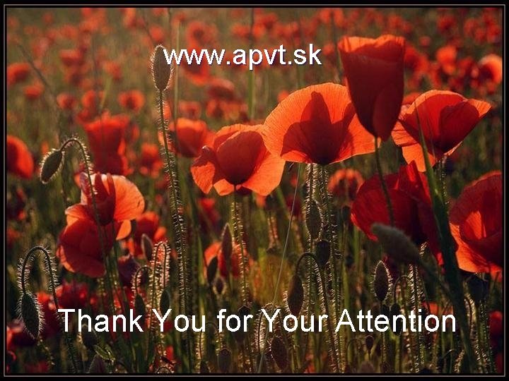 www. apvt. sk Ďakujem za Vašu pozornosť Thank You for Your Attention 
