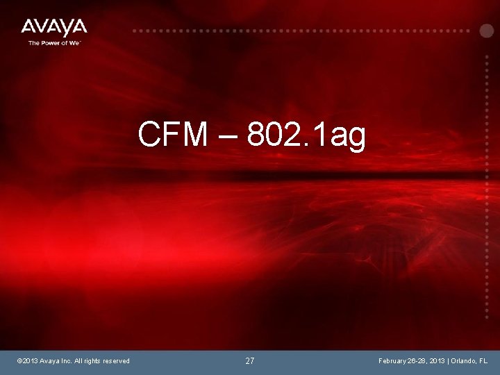 CFM – 802. 1 ag © 2013 Avaya Inc. All rights reserved 27 February