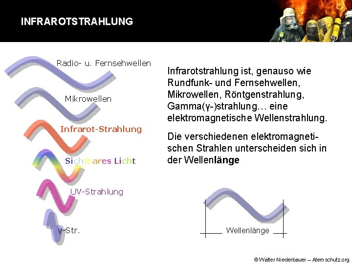 INFRAROTSTRAHLUNG Radio- u. Fernsehwellen Mikrowellen Infrarot-Strahlung Sichtbares Licht Infrarotstrahlung ist, genauso wie Rundfunk- und